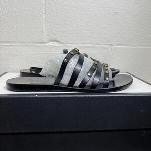 Ancient Greek Sandals Womens' Flat Niki Nails Black Leather Slides Size 40 EU